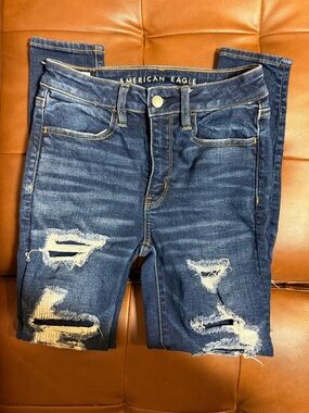 American Eagle Outfitters Dark Blue Distressed Jeggings
